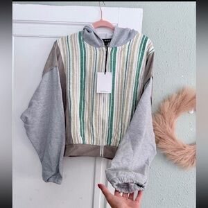 Striped Gray and Green Women's Jacket